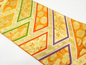 桧垣に菊・桐・藤模様織り出し　袋帯